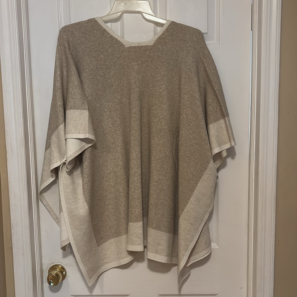 Beige and Cream Women's Wrap Sweater - Picture 2 of 2